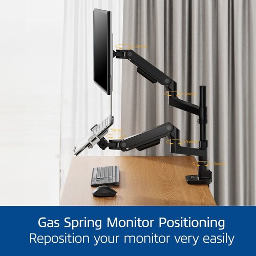 ACT AC8341 Premium | Verstelbare Monitor-bureaubeugel | Tot 49" | Max 20kg | VESA 100x100 | 1 Monitor en Laptop | OPEN BOX (refurbished)