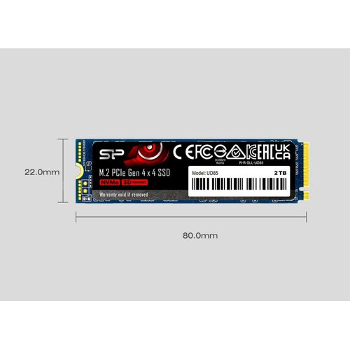 Silicon Power UD85 | 1TB NVMe SSD | M.2 | Gen4 | 3.600MB/s Lezen | 2.800MB/s Schrijven