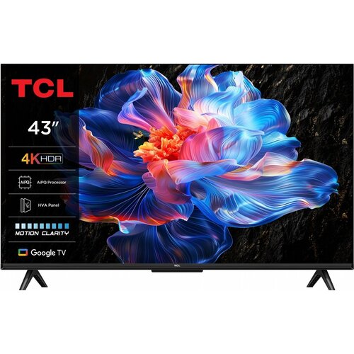 TCL 43P61K 43" | 4K UHD Smart TV | Google TV | HDR | Zwart