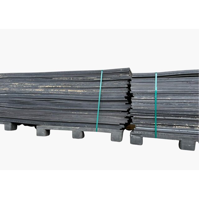 Gebruikte kunststof rijplaat 300x100x1,5cm - HD - Zwart