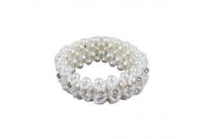 Horka Haarelastiek Parels En Strasstenen - Wit