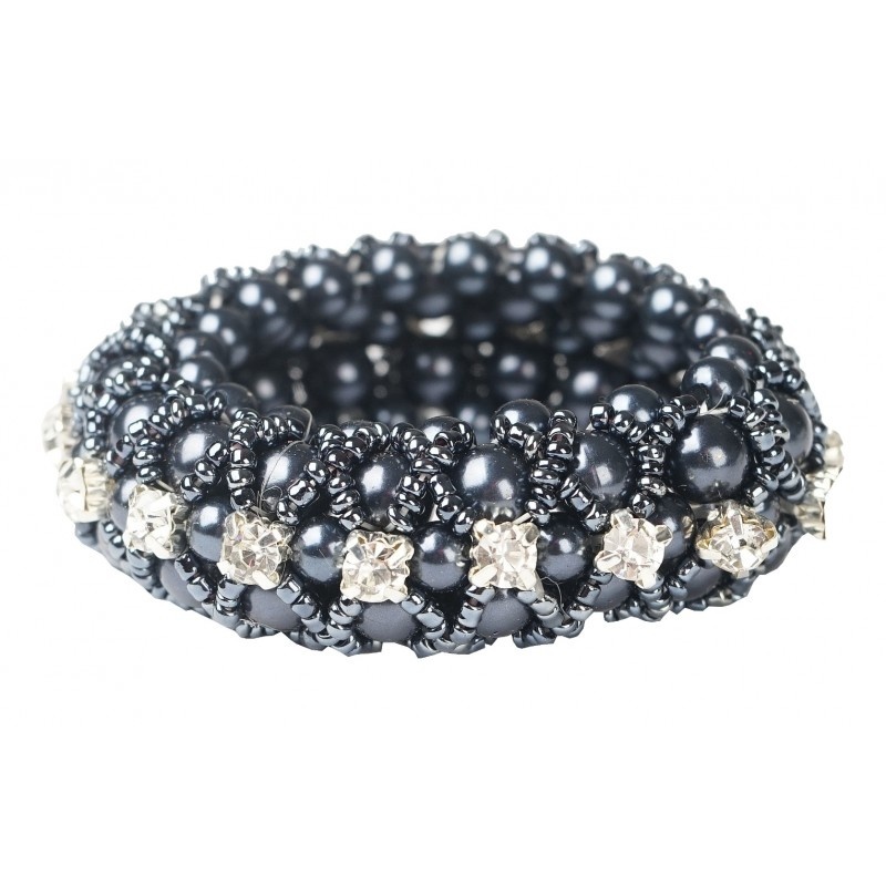 Horka Haarelastiek Parels & Strasstenen - Blauw