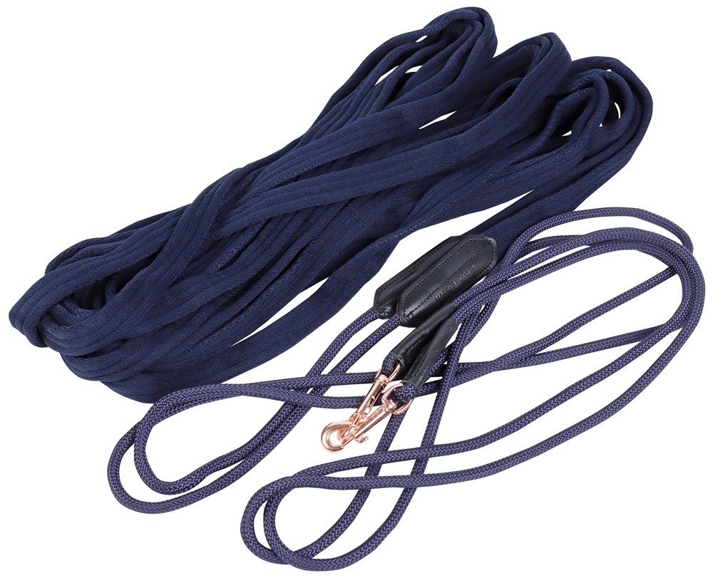 Dubbele Longeerlijn Rosegold - Navy