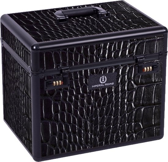 Imperial Riding Grooming Box IRHShiny - Black Black Croco