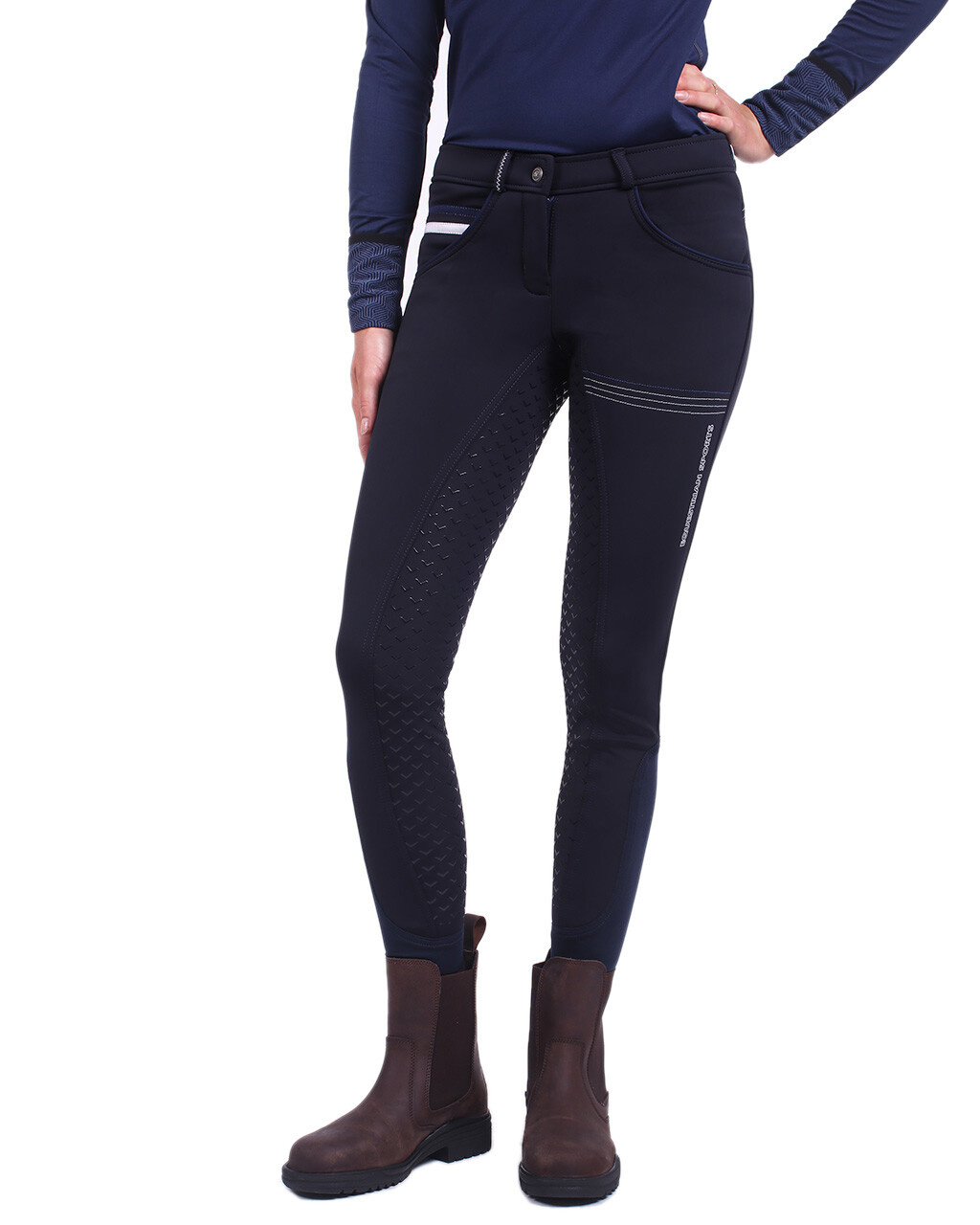 QHP Rijbroek softshell Emma full grip - Navy