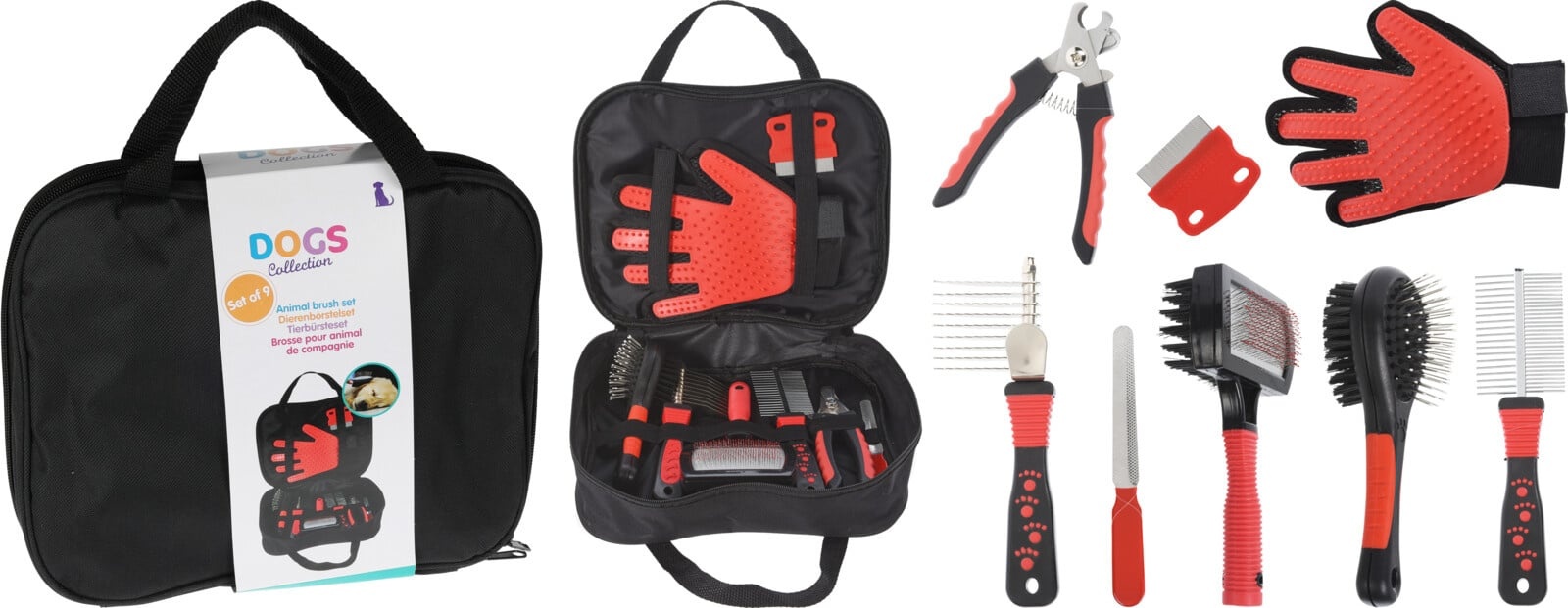 Dogs Colelction Dierenborstelset - 9 delig