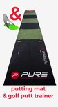 Pure2Improve Putting mat golf 300 x 65 cm putmat. Inclusief golf putt trainer. Deze premium oefenmat simuleert uw rolsnelheden. - Verjaardag - Kado - golfen - relatiegeschenk - Vaderdag Cadeautjes Kados