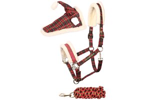 Harry's Horse Halsterset & Muts Check Christmas - Rood