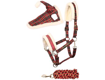 Harry's Horse Halsterset & Muts Check Christmas - Rood