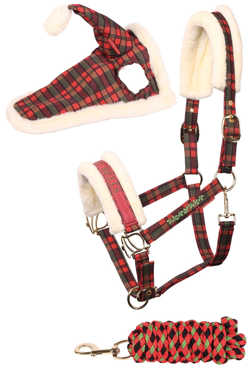Harry's Horse Halsterset & Muts Check Christmas - Rood