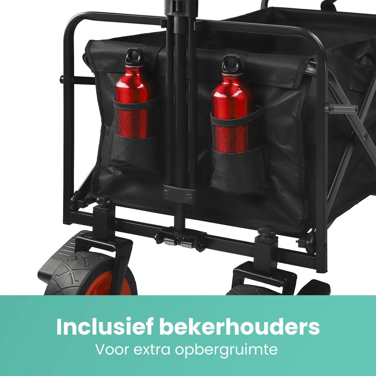 Excellent - Bolderkar XXL - Opvouwbaar - 100KG Draagkracht - 96L - Inklapbare Bolderwagen/Transportwagen - 2 Standen - Zwart