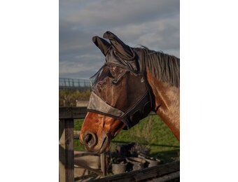 Harry's Horse Vliegenmasker Flyshield bamboo lining - Met Oren - Zwart