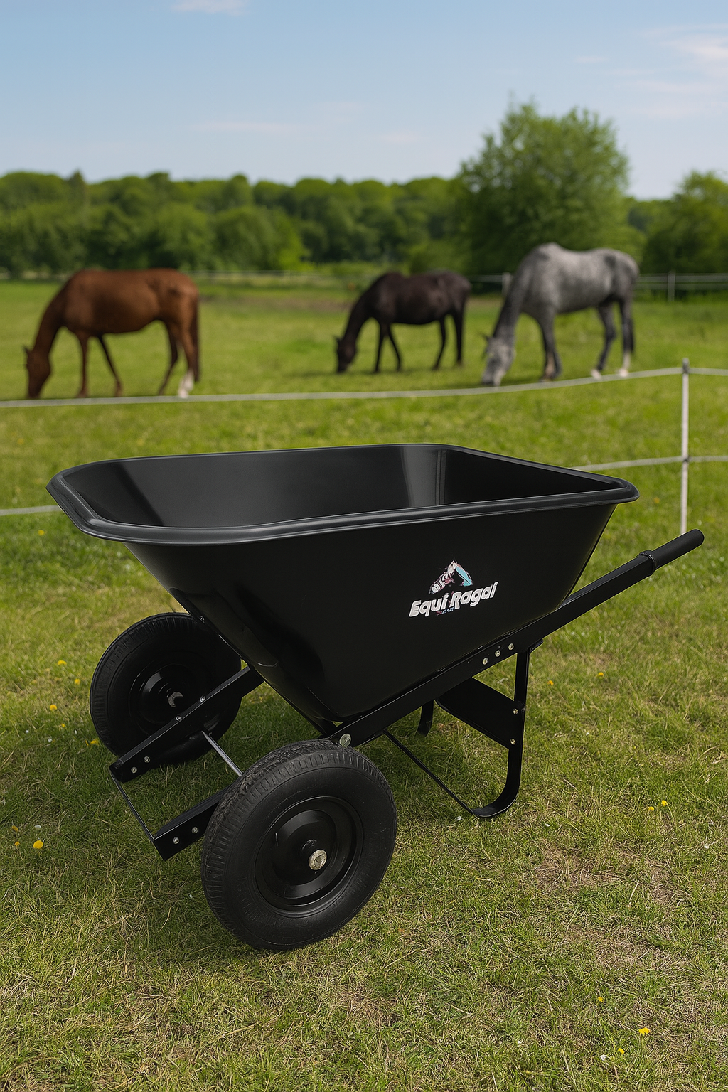 Equiroyal - Kruiwagen - Dubbele wielen - 220L inhoud - Met kiepfunctie - Extra stevig