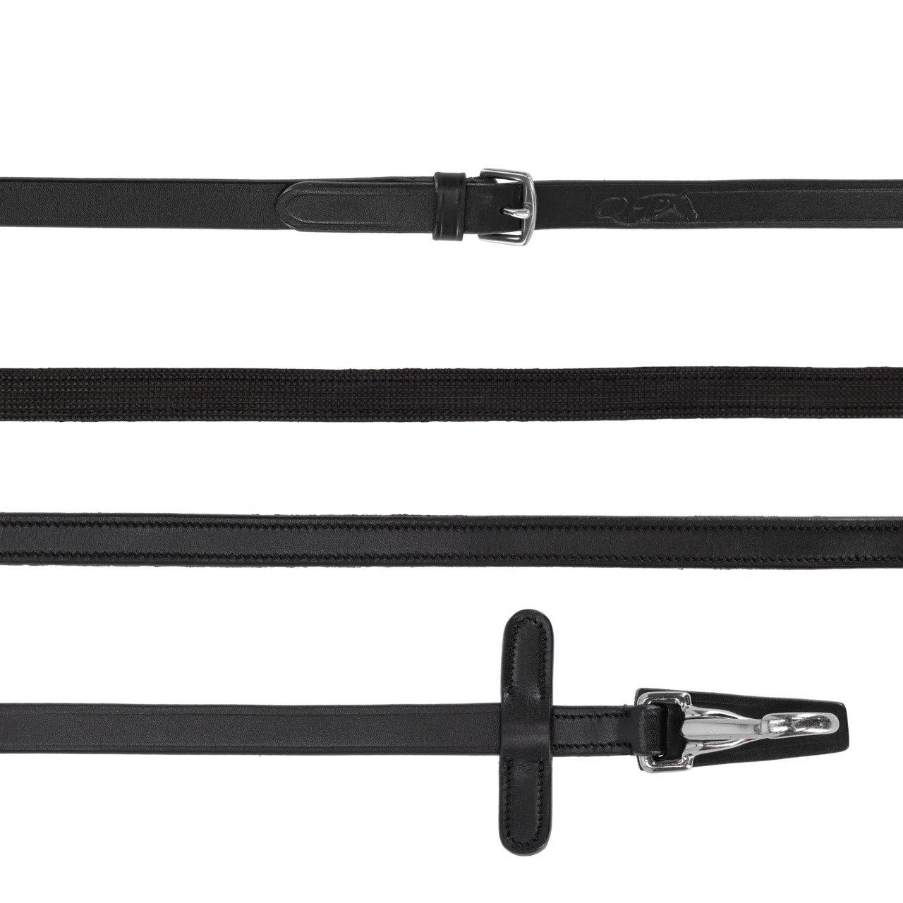 QHP Teugel eenzijdig anti-slip met clip - Zwart