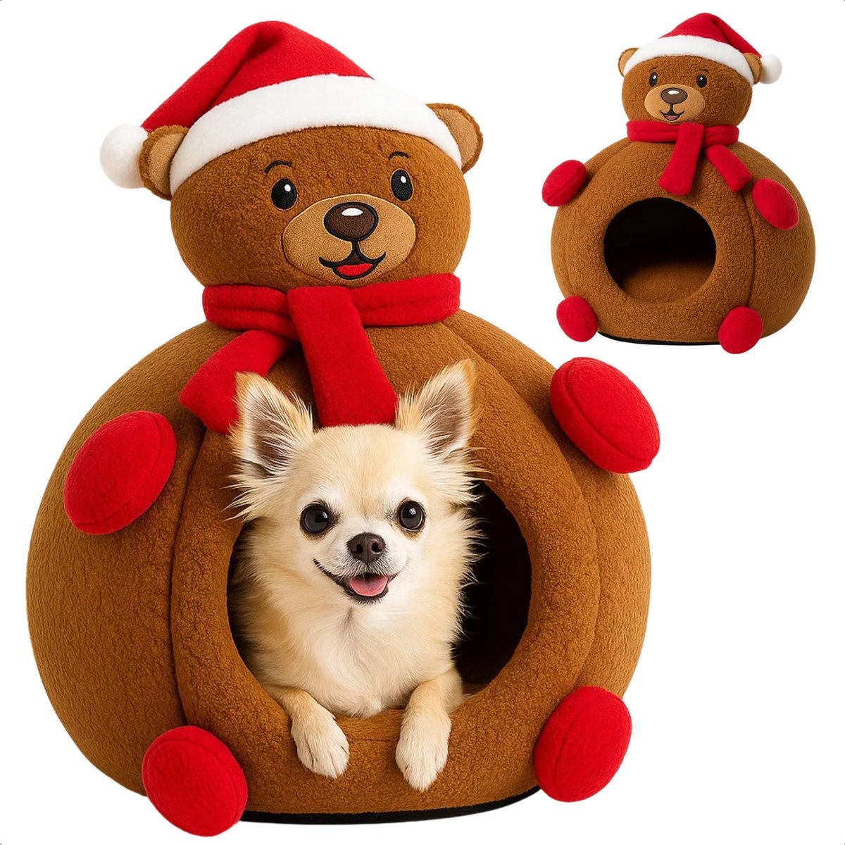 Pets Collection Kerstbeer Katten & Hondenmand - Bruin