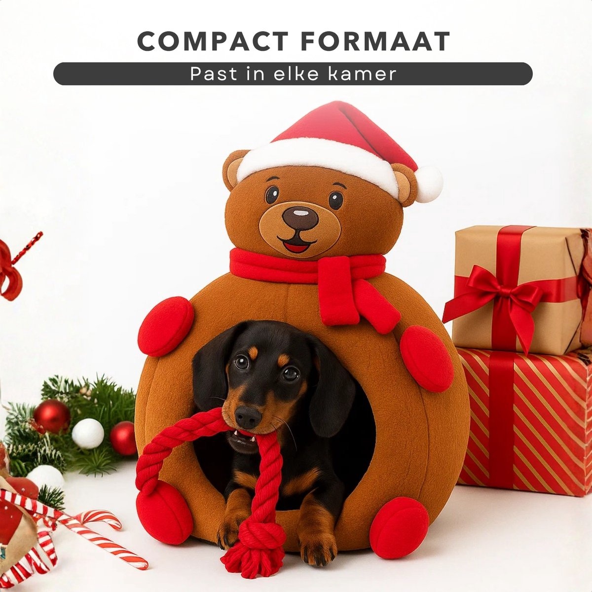 Pets Collection Kerstbeer Katten & Hondenmand - Bruin