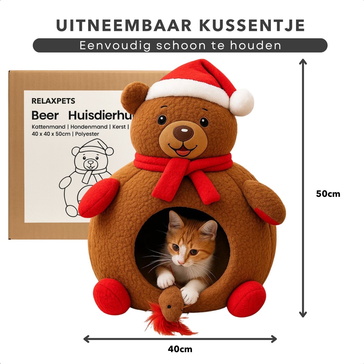 Pets Collection Kerstbeer Katten & Hondenmand - Bruin