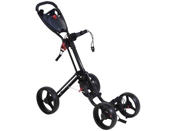 Fastfold - Golftrolley Quad - 4 wielen - Zwart - Met handrem - Extra compact