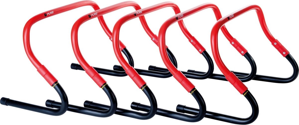Pure2Improve Sprint Hurdles – Set van 5 – Verstelbaar 20-30 cm – Agility & Speed Training – Inclusief Draagtas – Lichtgewicht Horden