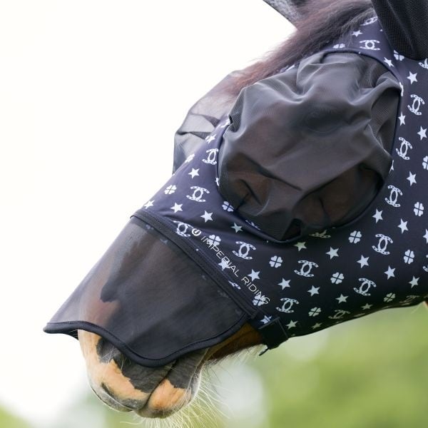 Imperial Riding Vliegenmasker met Neus IRHTrail ride - Black AOP
