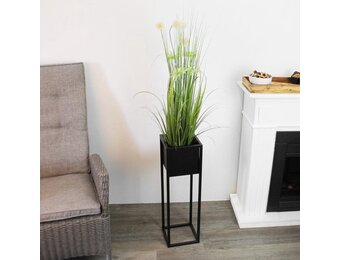 BLOEMPOT METAAL ZWART 50CM