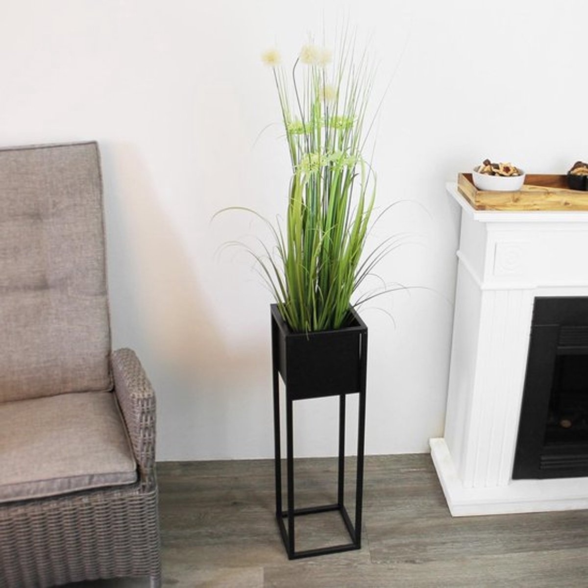 BLOEMPOT METAAL ZWART 50CM