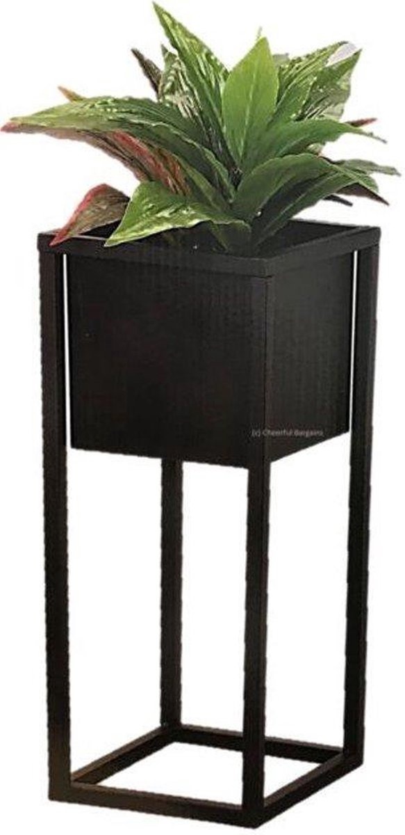 BLOEMPOT METAAL ZWART 50CM