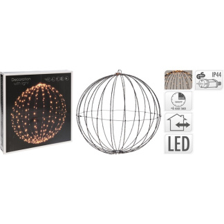Lichtbol - Metaal met timer - Warm licht - 40 cm - Kerstversiering