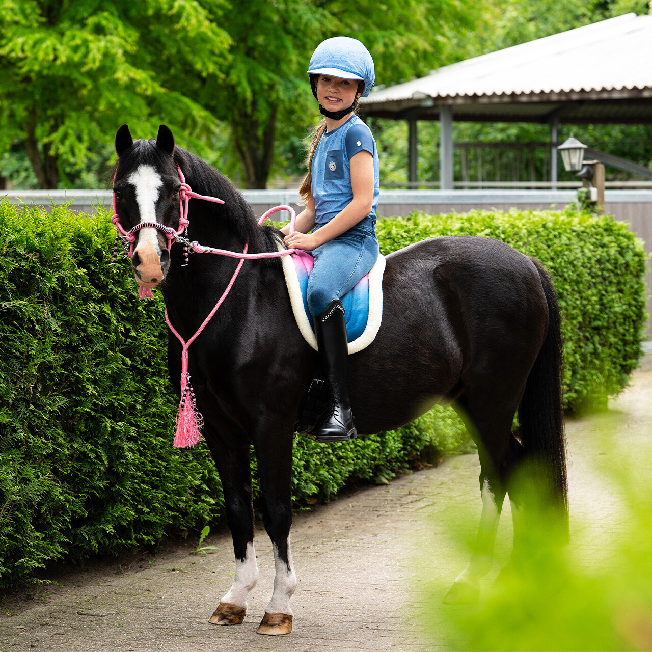 QHP Bareback Pad Rosalynn - Roze Blauw