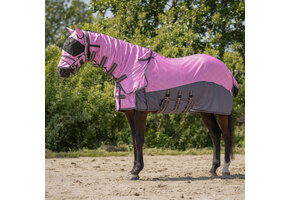 QHP Vliegendeken Collection met Hals & Masker - Cheery Pink