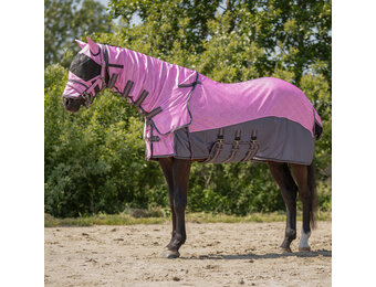 QHP Vliegendeken Collection met Hals & Masker - Cheery Pink