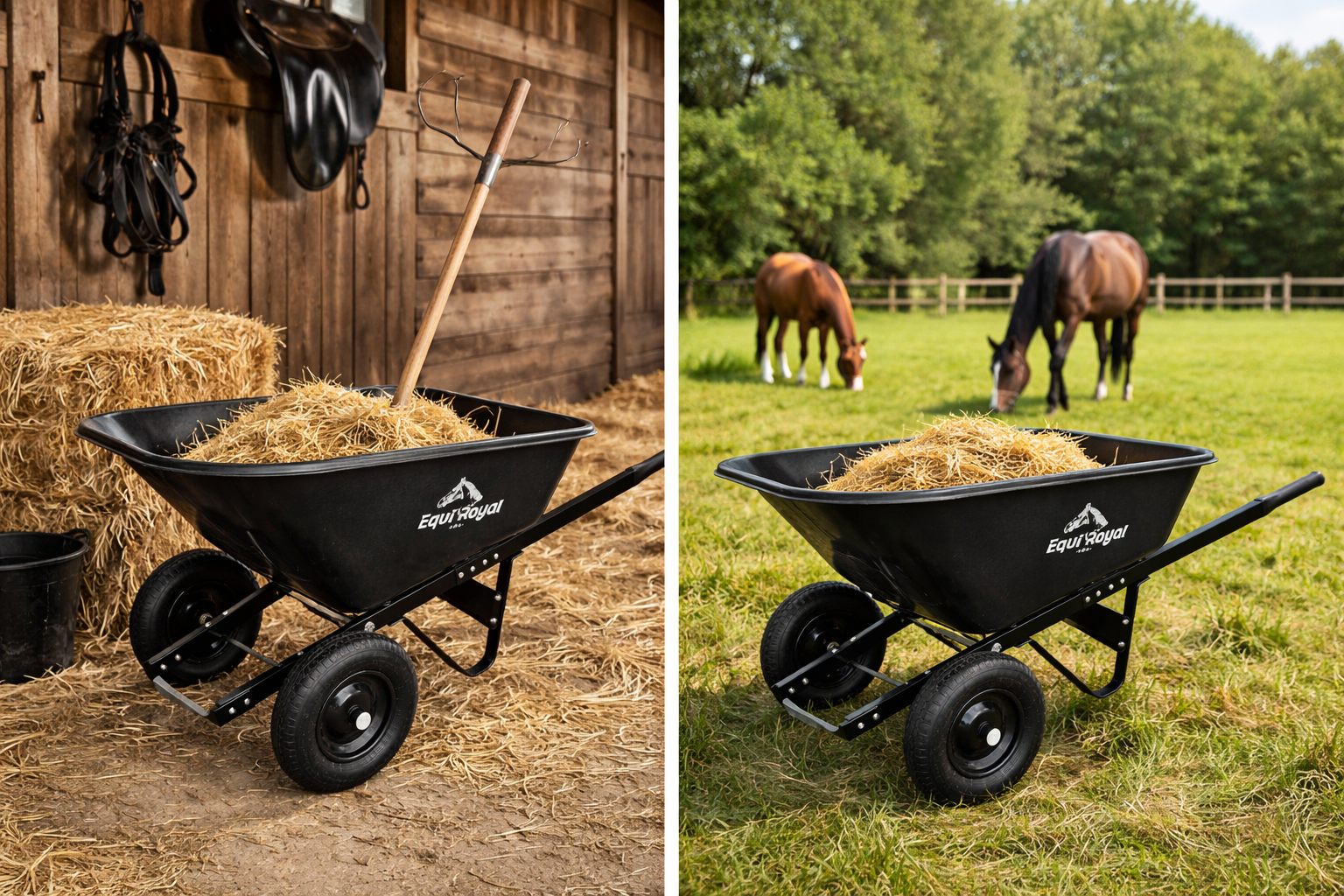 Equiroyal - Kruiwagen - Dubbele wielen - 220L inhoud - Met kiepfunctie - Extra stevig