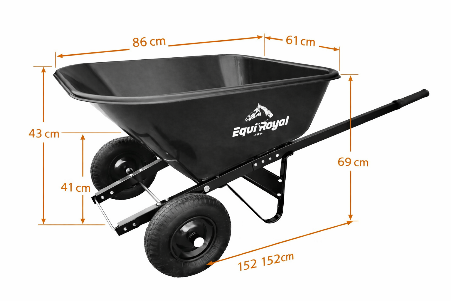Equiroyal - Kruiwagen - Dubbele wielen - 220L inhoud - Met kiepfunctie - Extra stevig