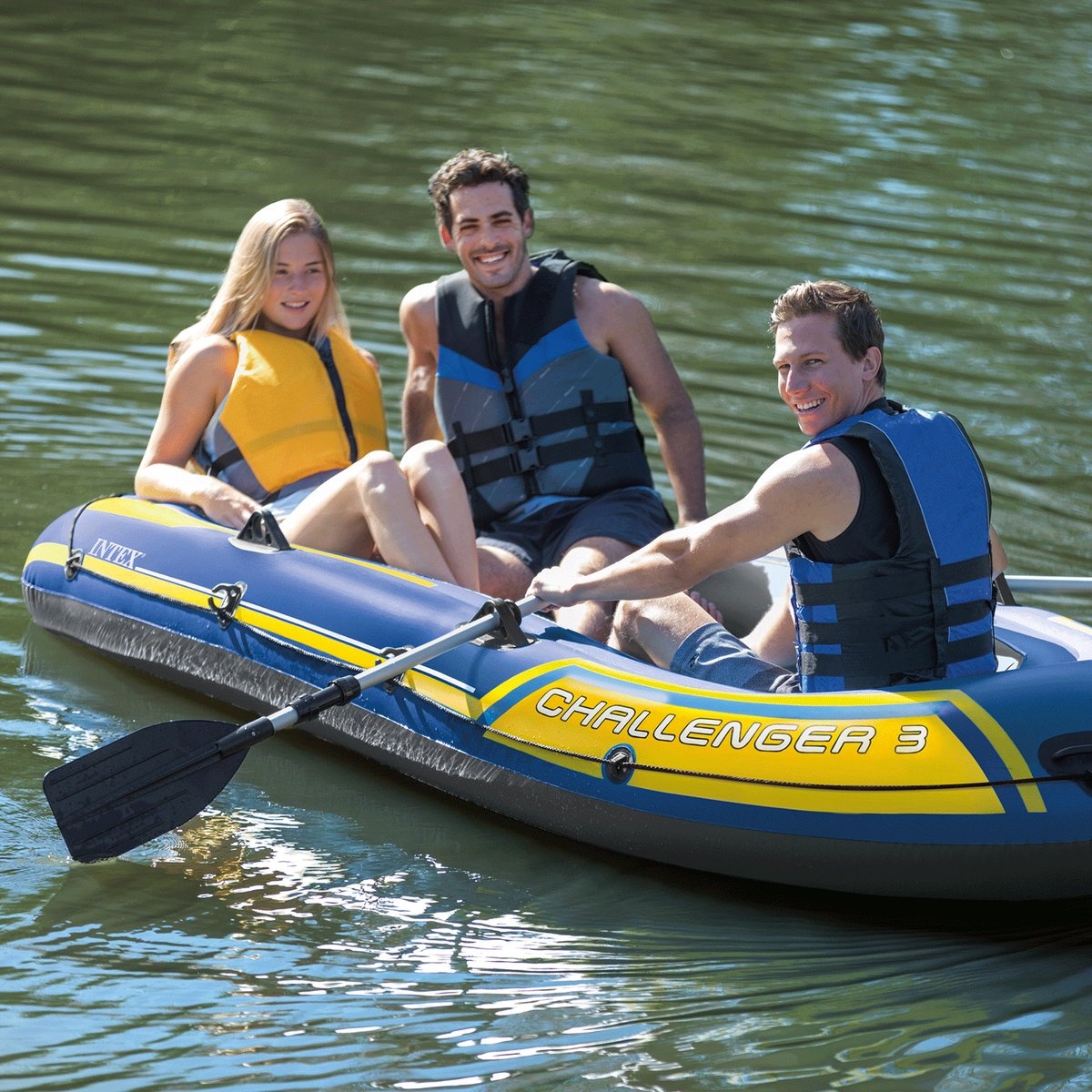 Intex Challenger 3 Boot Set - 295 x 137 x 43 cm - Inclusief peddels en pomp