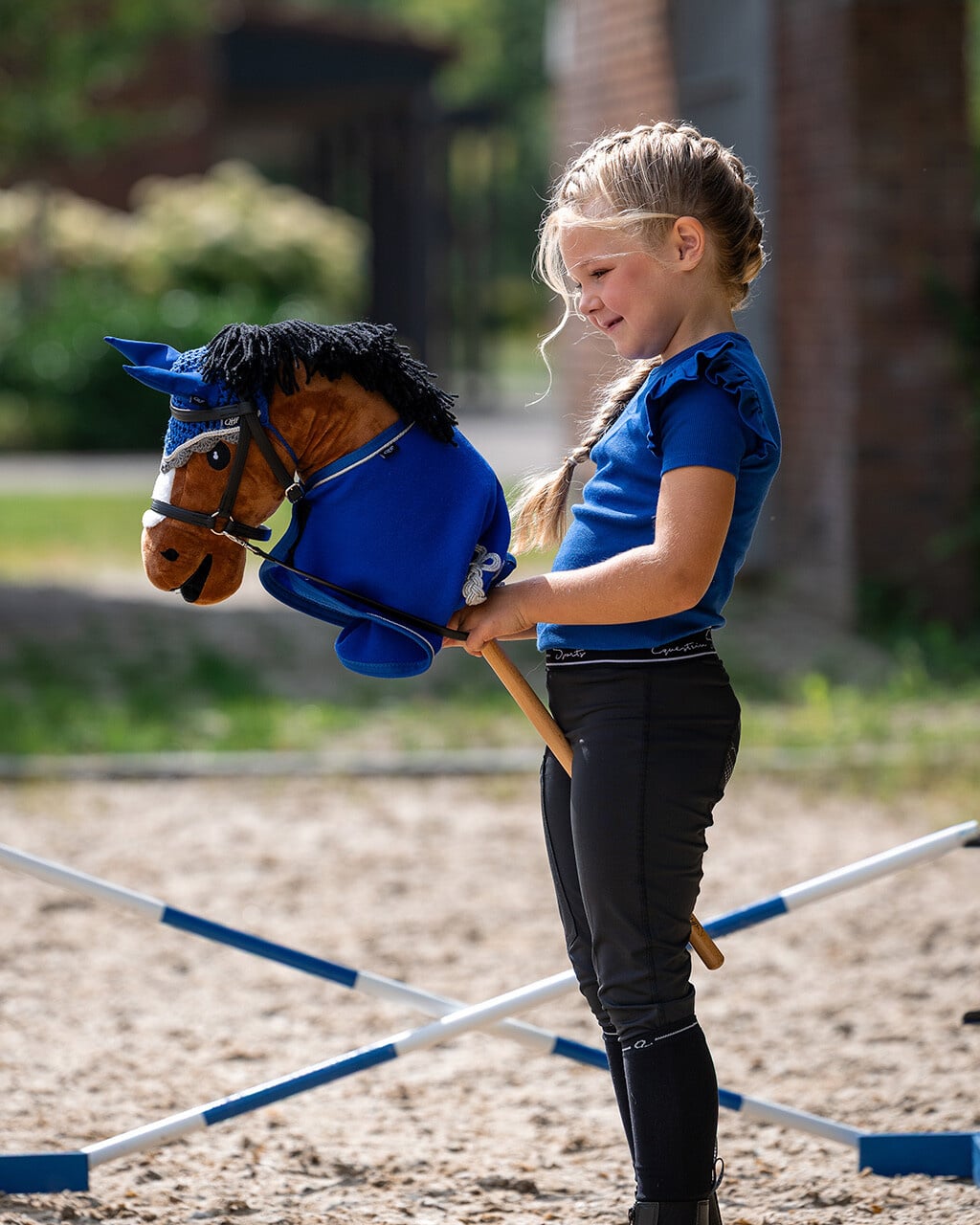 QHP Fleecedeken Hobby Horse - Kobalt Blauw