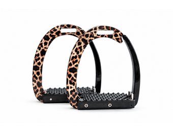 HB Showtime Veiligheidsbeugels Luipaard – Luxe Stijgbeugels met Luipaardprint – 12cm
