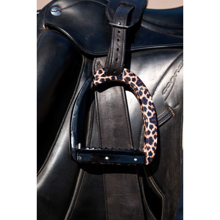 HB Showtime Veiligheidsbeugels Luipaard – Luxe Stijgbeugels met Luipaardprint – 12cm