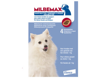 Milbemax Kauwtabletten Hond Klein 2.5/25 mg - 4 Tabletten