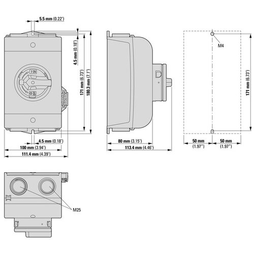 Eaton 1199536  PV-25A-4P-AC-I2/SVB-SW/N Werkschakelaar 4P 25A