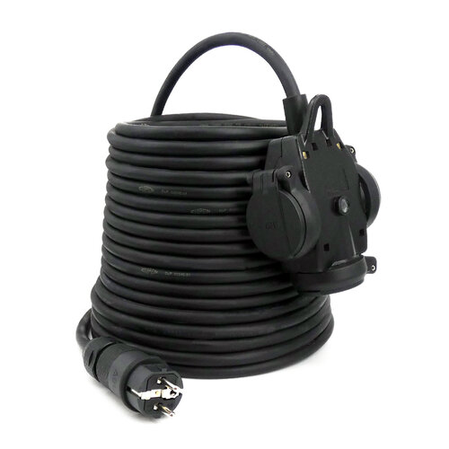 Kabelsopmaat.nl Verlengkabel Randaarde PRO 2mtr 3G2,5mm2 > 3-weg H07RN-F Kabelsopmaat.nl Verlengkabel Randaarde PRO 2mtr 3G2,5mm2 > 3-weg H07RN-F