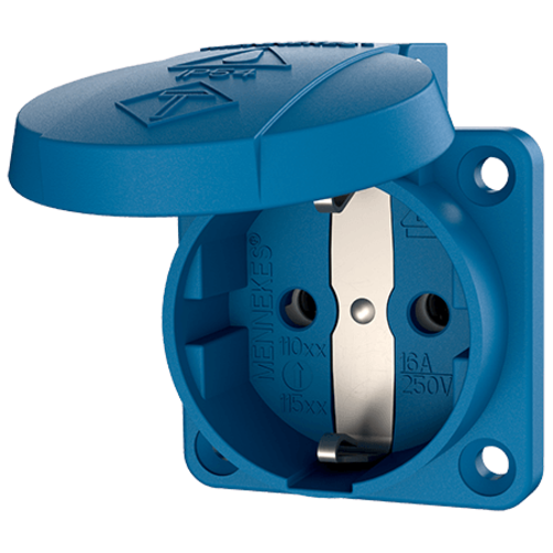 Mennekes  11011 Wandcontactdoos 16A 250V 2P + randaarde inbouw blauw Schuko