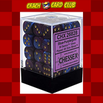 Chessex CHESSEX GEMINI 12MM D6 DICE BLOCKS WITH PIPS DICE BLOCKS (36 DICE) - BLUE-PURPLE W/GOLD