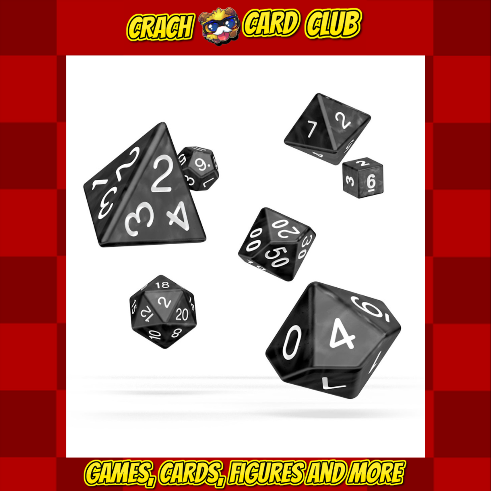 oakie doakie Oakie Doakie Dice RPG Set Marble - Black (7)