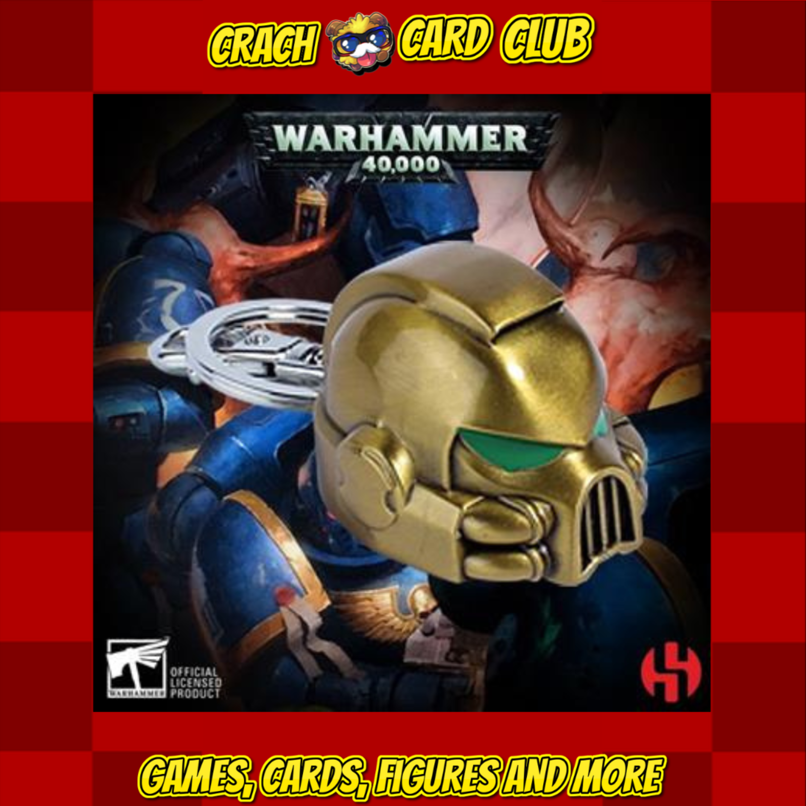 warhammer 40K Space Marine MKVII Helmet Gold Keychain - Warhammer 40K
