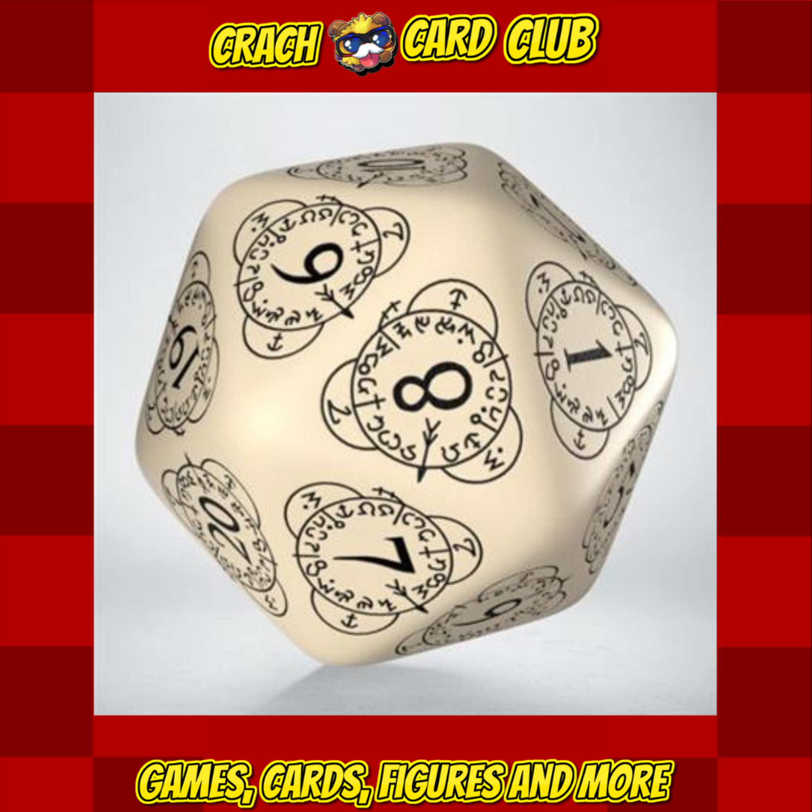 DICE D20 Level Counter Beige & black Die