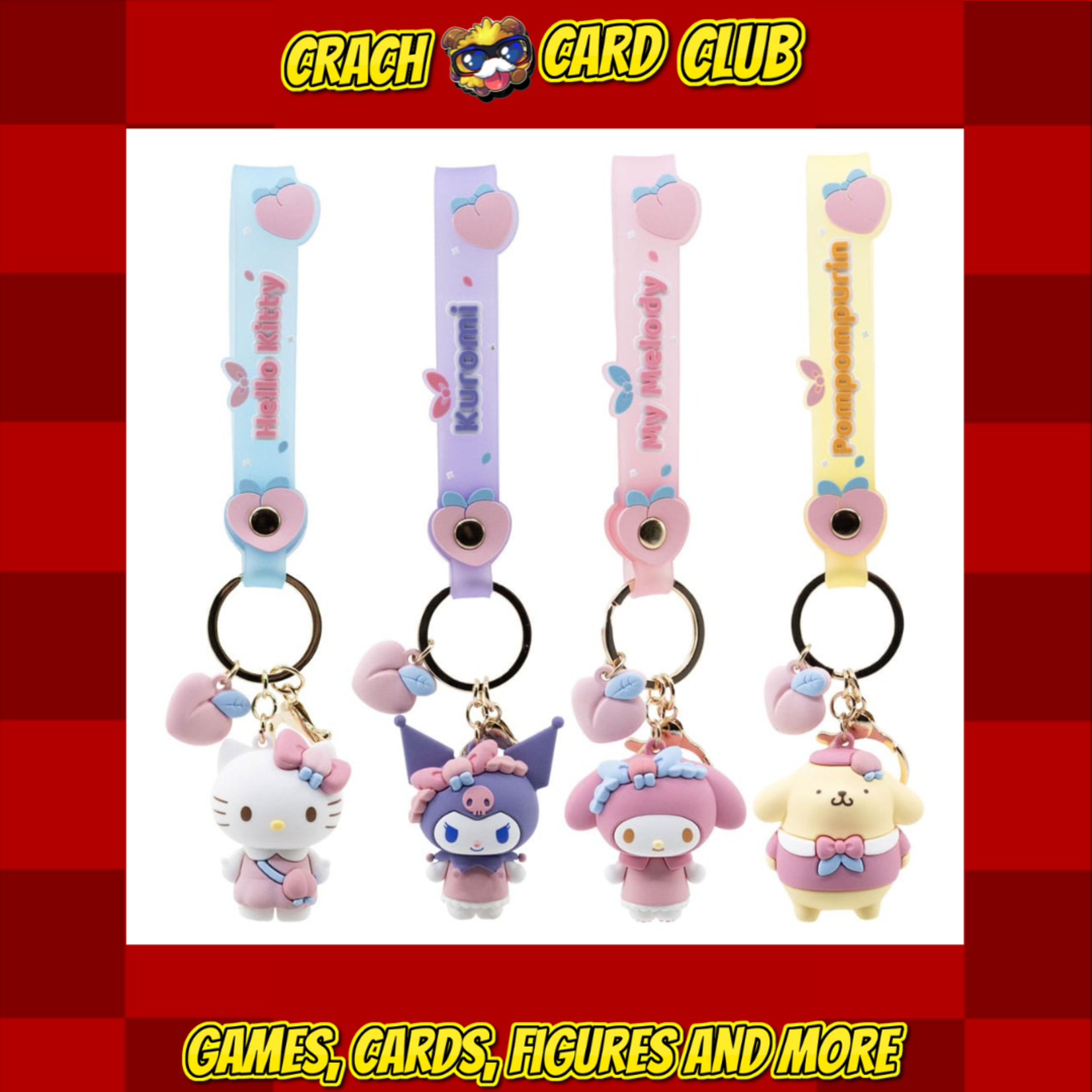 hello kitty and friends Sanrio Peach Series Keychain with Hand Strap Hello Kitty and Friends