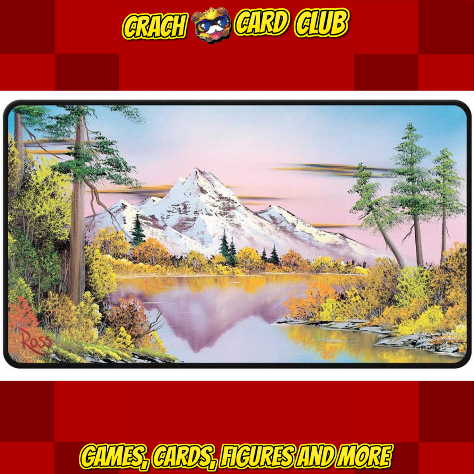 Ultra Pro UP - Bob Ross Mighty Mountain Lake Black Stitched Playmat