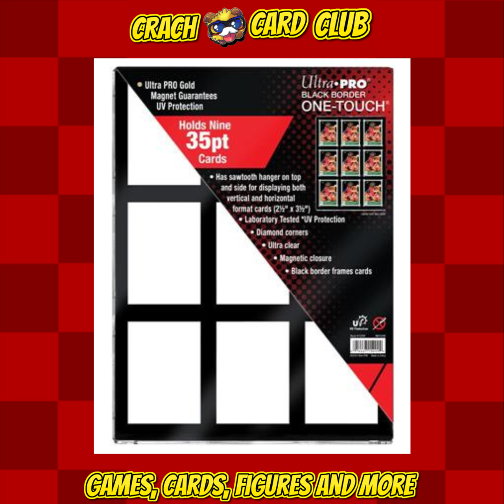 Ultra Pro UP - 35PT 9-Card Black Border UV ONE-TOUCH Magnetic Holder