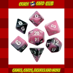 fanroll FanRoll Mini Dice Set Pink/Black with White Numbers (7)