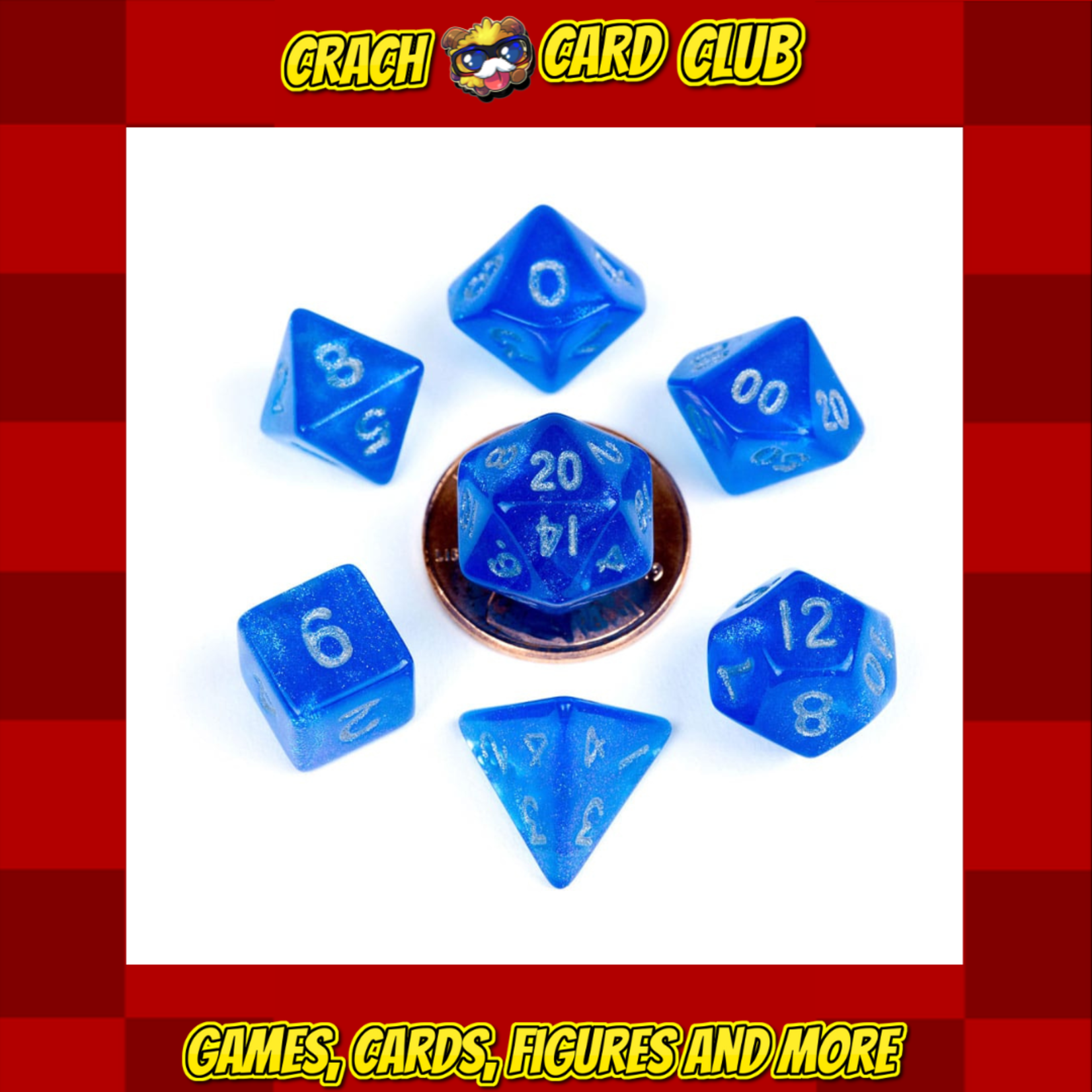 fanroll FanRoll Mini Dice Set Stardust Blue with Silver Numbers (7)